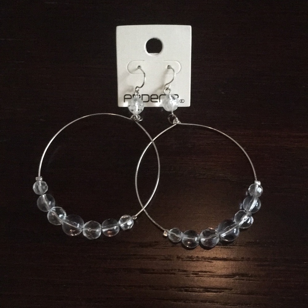 NEW Arden B Beaded Silver Hoop Earrings